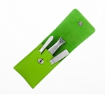  拼色套装系列82658-绿色不锈钢修甲工具3件套（仿皮）