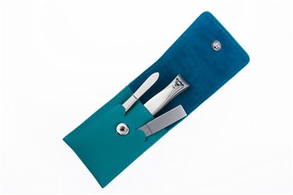 拼色套装系列82698-蓝色不锈钢修甲工具3件套(仿皮）